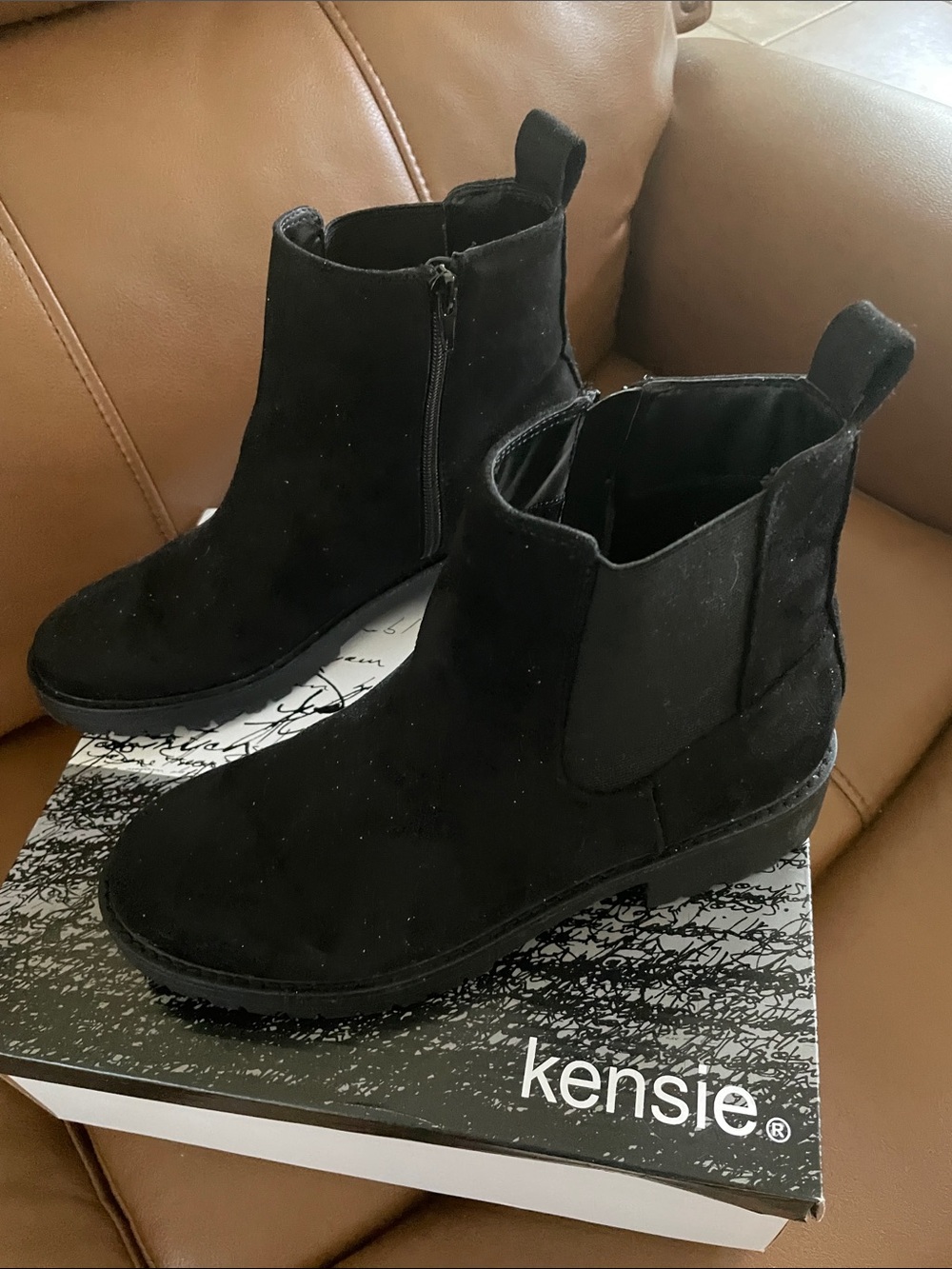 Womens black booties with zipper on side